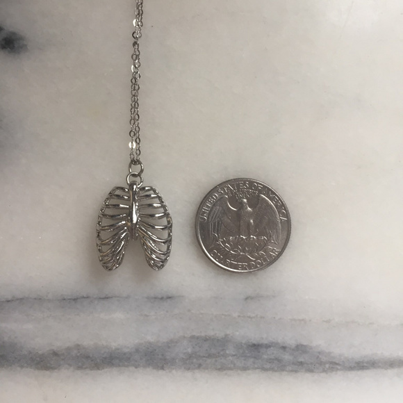 Rhodium and Sterling Silver Ribcage Necklace - Picture 2 of 2